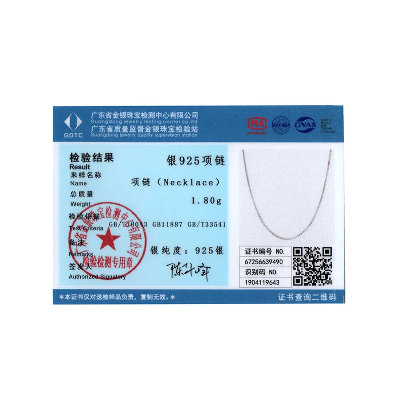 BISAER 100% 925 Sterling Silver Snake Basic Necklace Stacking Chain Plated White Gold for Women Party Fine Jewelry ECA032