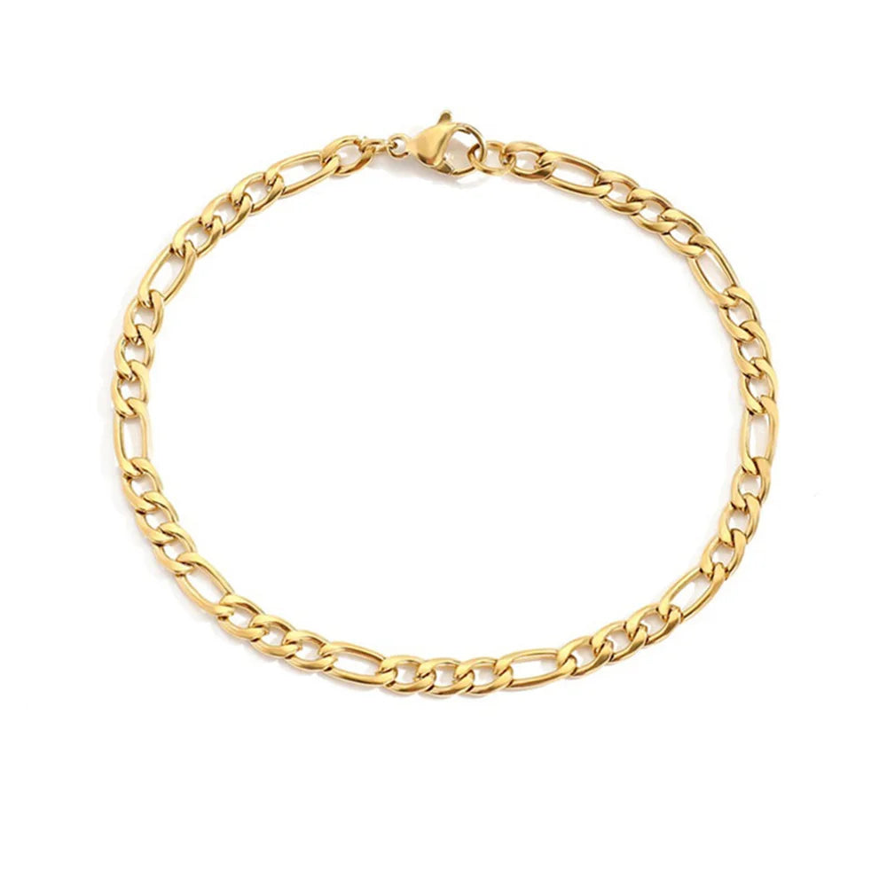 4MM Stainless Steel Figaro Bracelet Gold Color Bracelet For Women Men's Hip Hop Jewelry Fashion Accessories