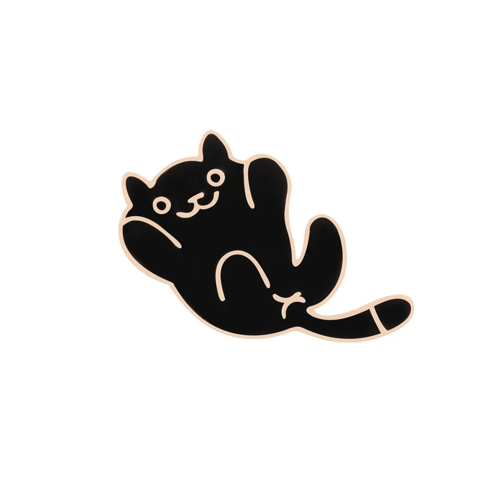 Cat Lover Collection Brooches Cute White Black Cat Badges Pins Sleepy Hug Kitty Enamel Pins Coat Hat Animal Decoration Jewelry