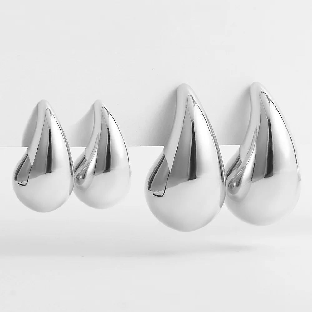 New Exaggerated Gold Plated Tear Drop Earrings Dupes for Women Lightweight Smooth Metal Waterdrop Hoop Earring Trendy Jewelry