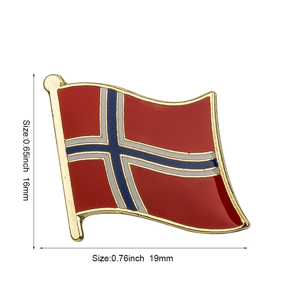 Norway Flag Lapel Pin Badges For Clothes In Patches Rozety Papierowe Icon Backpack KS-0144