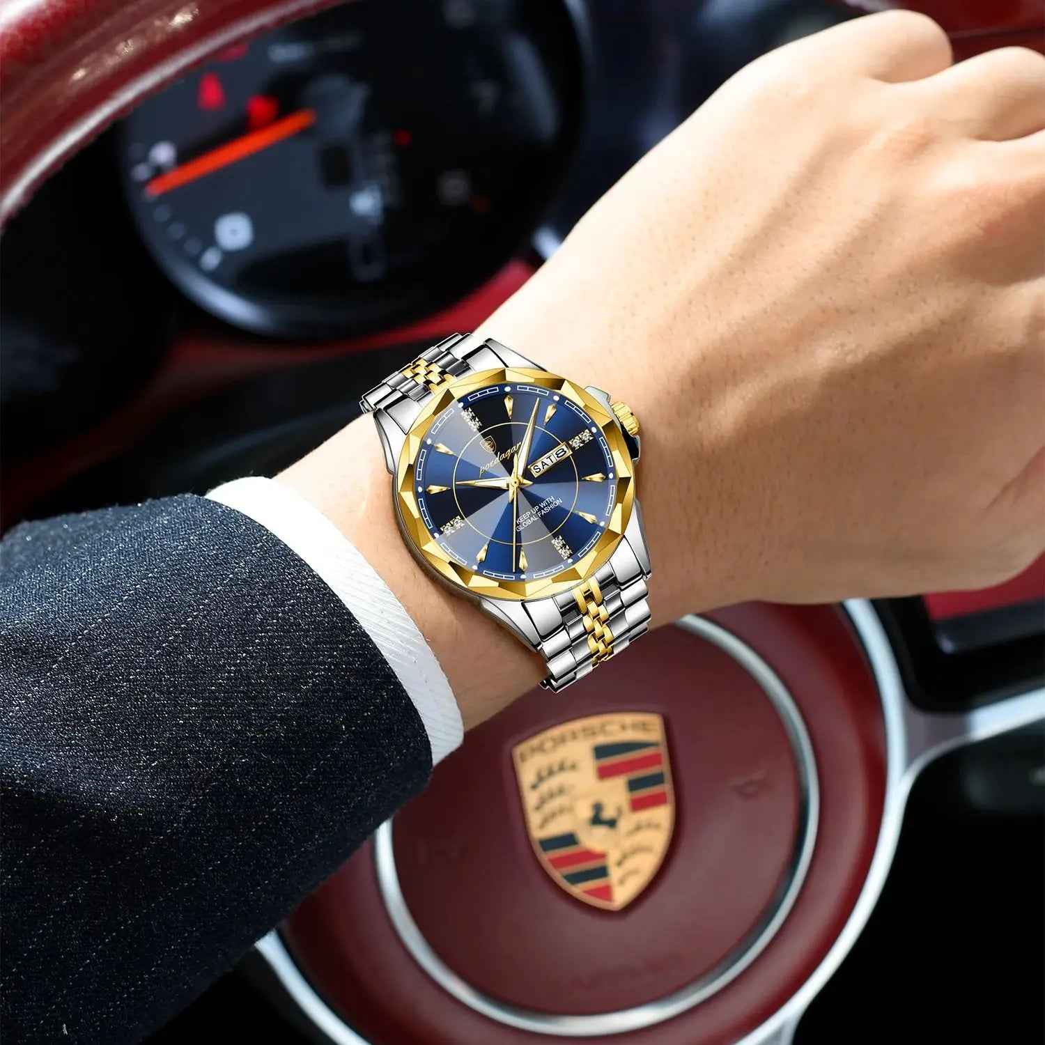 POEDAGAR Luxury Fashion Man Clock Top Business Waterproof Luminous Date Week Men's Watches Quartz Stainless Steel Men Wristwatch - Madeinsea©