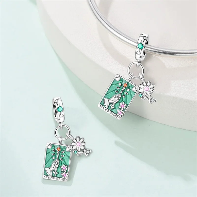 New 925 Silver Queen Scepter Treasured Sword Magic Tarot Charms Beads Fit 3mm 925 Original Bracelets DIY Birthday Jewelry