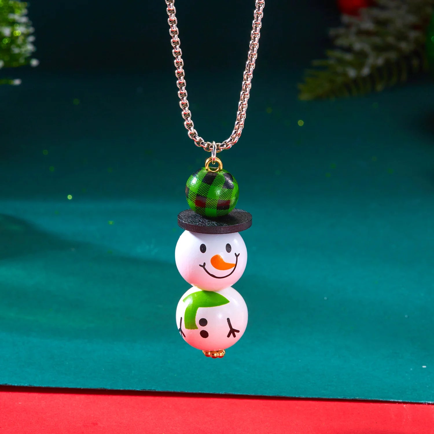 Trendy Christmas Necklace for Women Girls Cartoon Santa Claus Snowman Pendant Long Sweater Chain Choker Party New Year Gifts