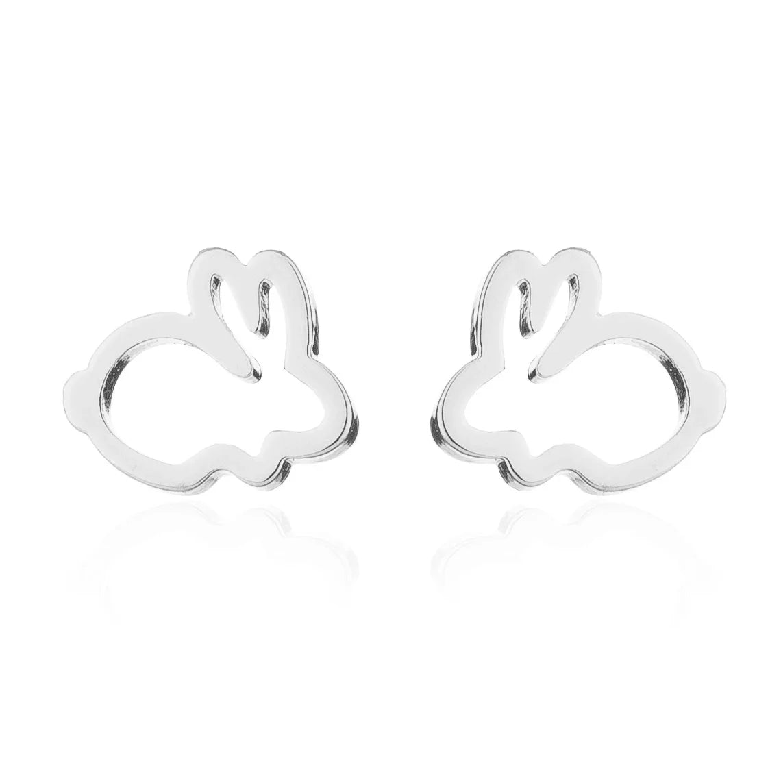 Hollow Stainless Steel Cute Rabbit Bunny Earring For Girl Ear Stud Fashion Jewelry Cute Animal Party Anniversary Stud Earrings