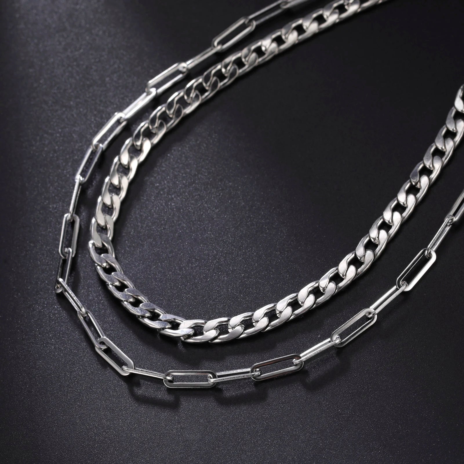 Stainless Steel Gold Color Lock Necklace for Women Hip Hop Three Layer Chain Necklace Padlock Pendant Choker Jewelry