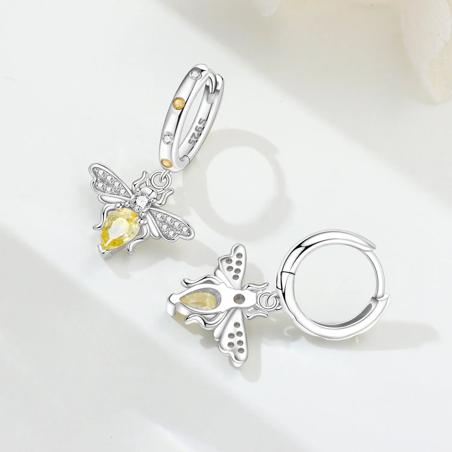 PANPOKI 925 Sterling Silver Bee Insect Earrings Original Jewelry Drop Earrings Jewelry Party Anniversary Trendy Gifts