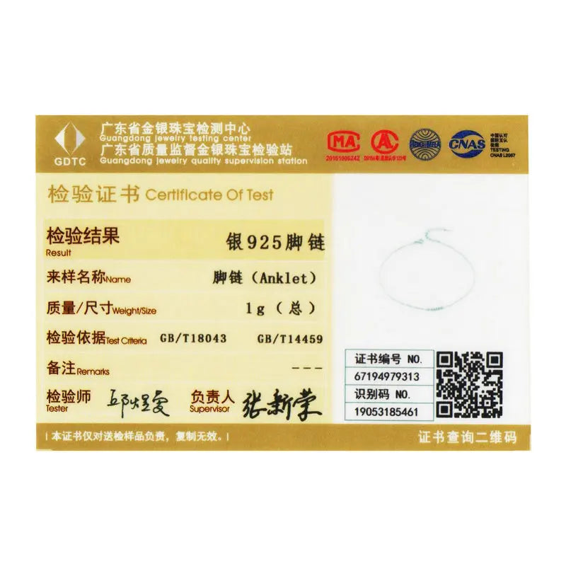 BISAER 925 Sterling Silver Lobster Fermoir Cheville Femmes Cheville Simple Longue Chaîne Hypoallergénique pour Femmes Bijoux Fins ECT007