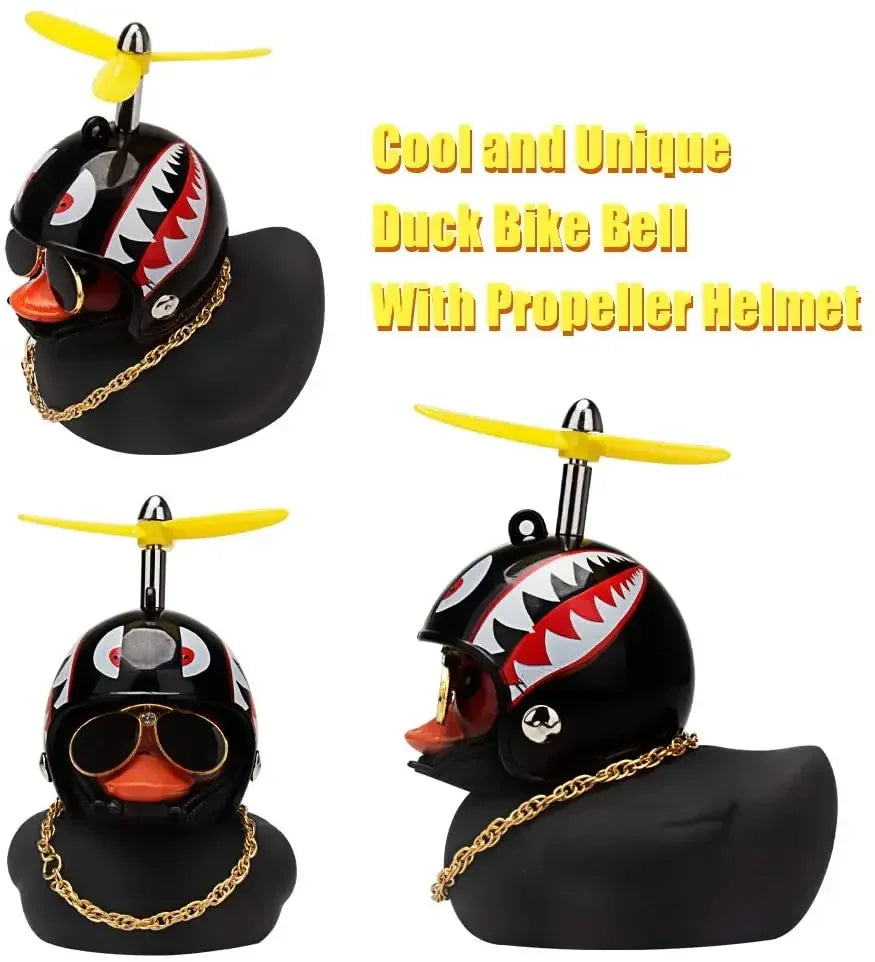 Broken Wind Rubber Duck With Helmet Pendant Black/Yellow Duck Road Bike Motor Helmet Riding Bicycle Accessories Car Decoration - Madeinsea©