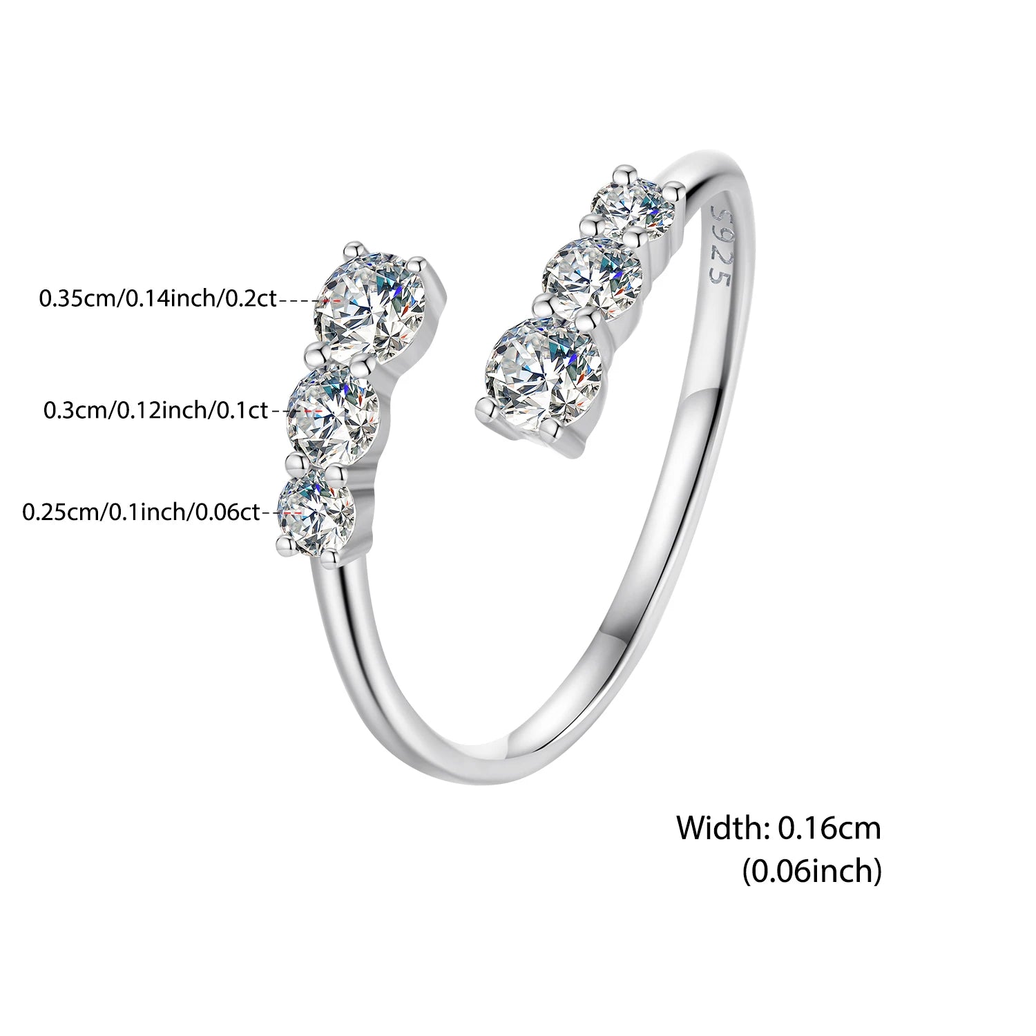 WOSTU Engagement Moissanite Opening Ring For Women s925 Silver Diamond Cut Flower Adjustable Promise Rings Girl Party Fine Gift