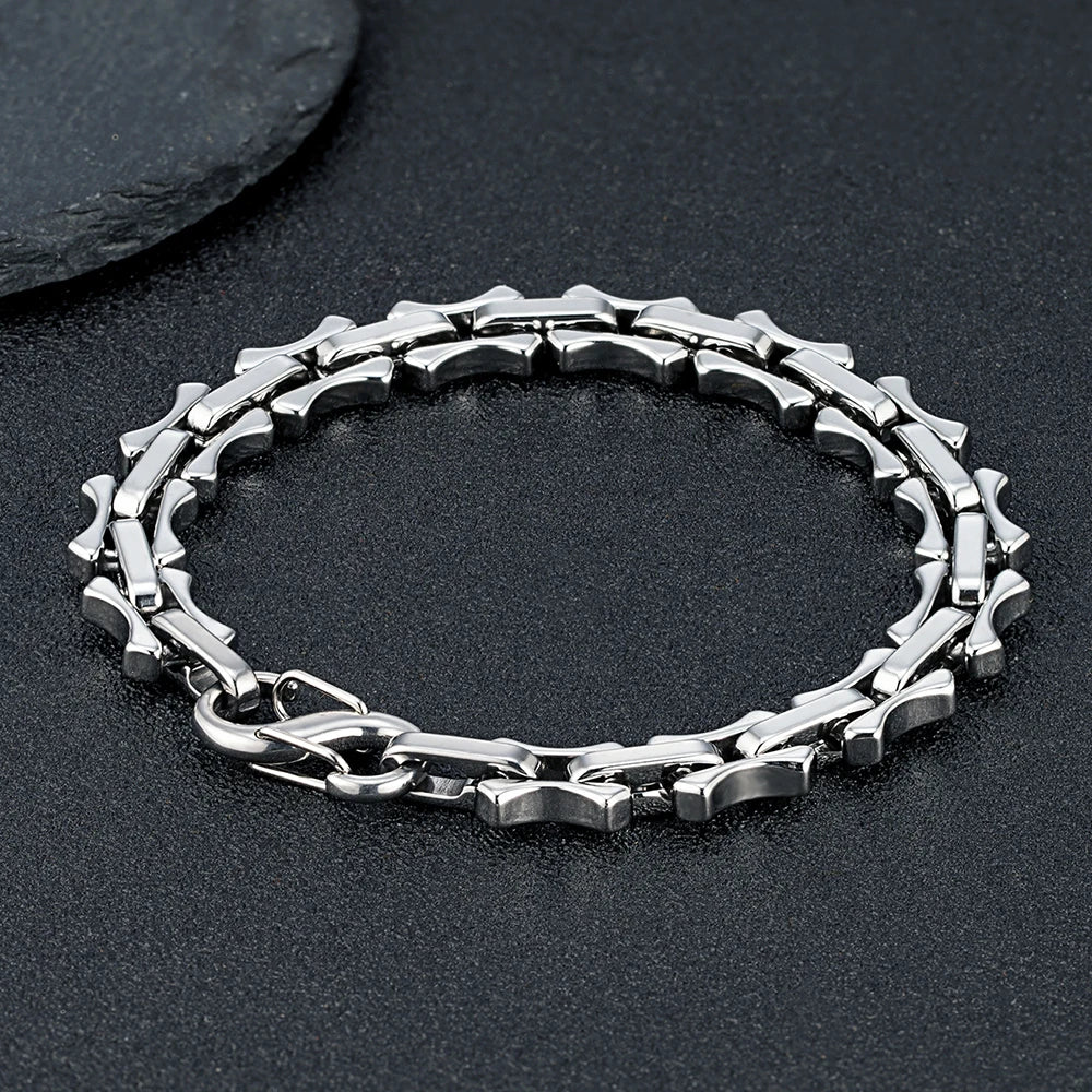 MKENDN 11mm Vintage Keel Chain Bracelet for Men Oxidized Square Link Wristband Viking Punk Style Father's Day Gift - Madeinsea©