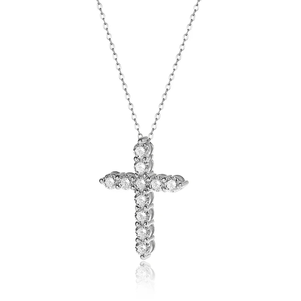 3mm Gold Color Moissanite Cross Necklace for Women Men Gift Sparkling Lab Diamond Pendant Necklace S925 Sterling Silver Jewelry