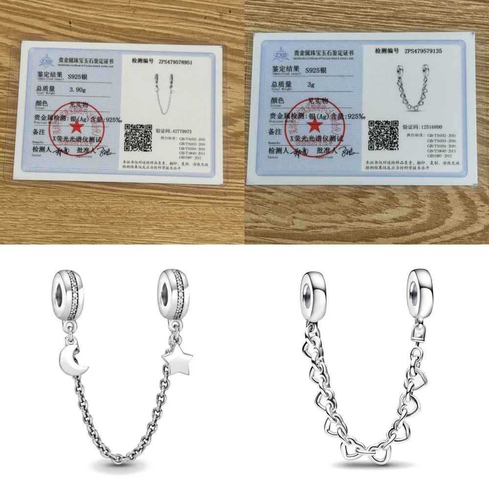 Hot Selling 925 Silver Butterfly Stars And Moon Safety Chain Suitable For Original Bracelets, DIY Accessories, Charming Jewelry