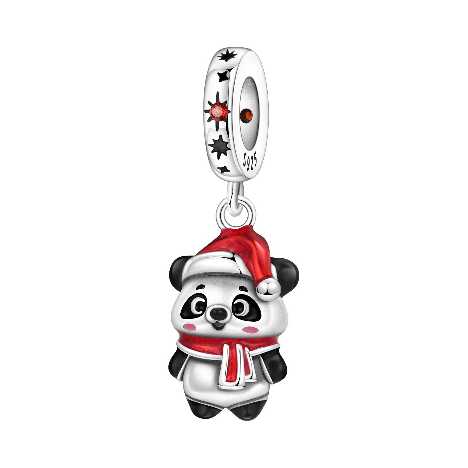 PANPOKI 925 Sterling Silver Christmas Panda Festival Beads Original Pendants Bracelet Charm Jewelry Party DIY Trendy Gifts