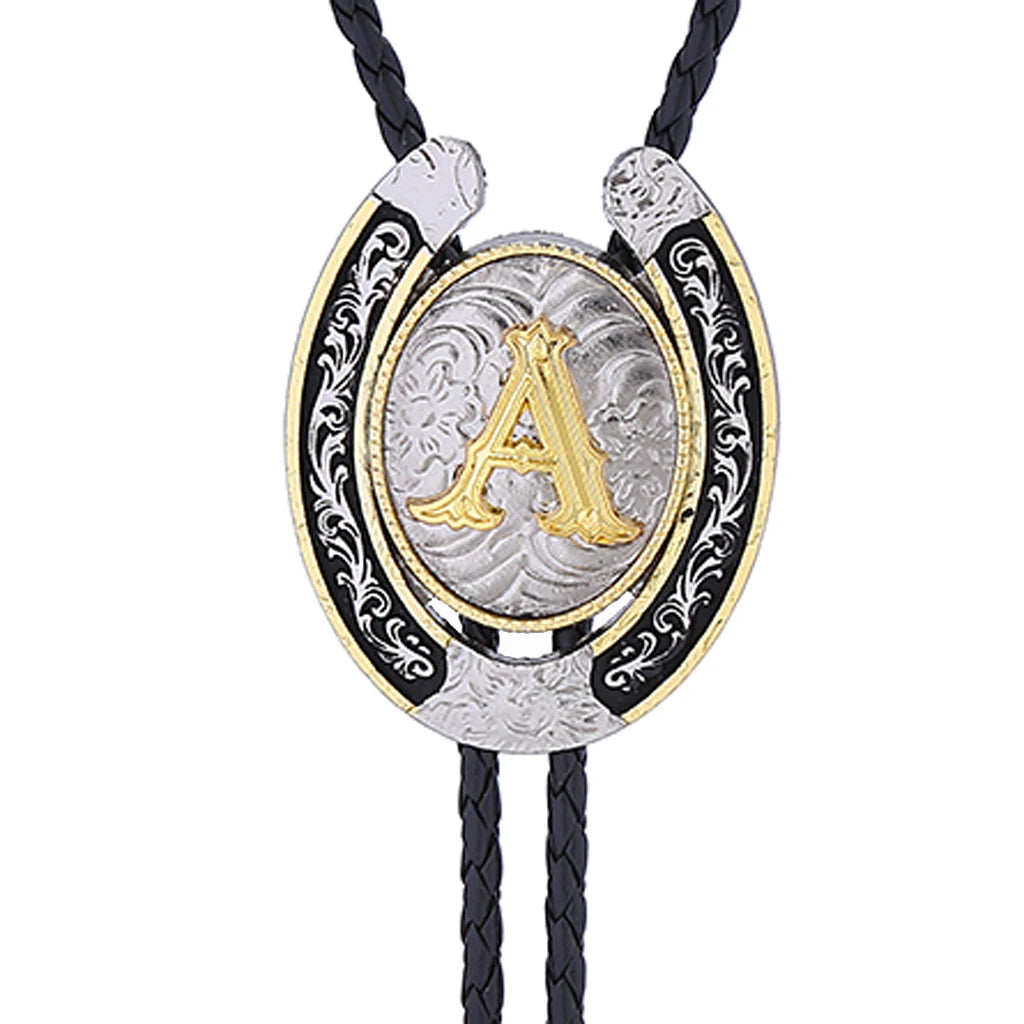 European and American horseshoe letters bolo tie large