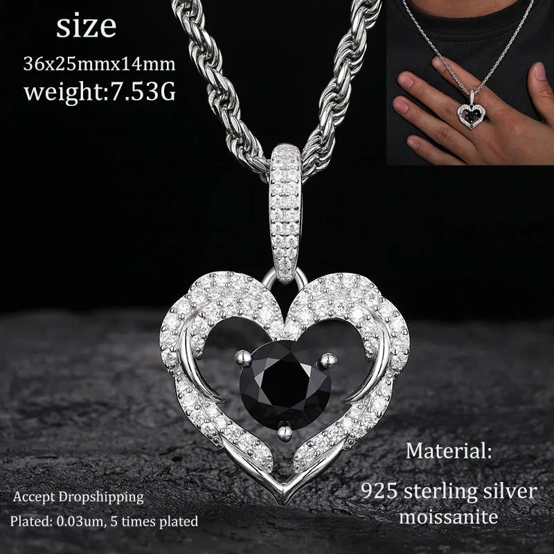 TUHE Unisex S925 Sternanhänger-Halskette mit Moissanit-Eis in Gold- und Silberfarbe – Schmuck für Herren im Hip-Hop-Stil