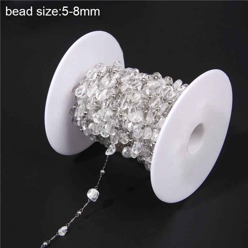 Natural Quartzs Stone Stainless Steel Chips Beads Chains For DIY Bohemia Jewelry Making Women Necklace Choker Bracelet Handmade - Madeinsea©