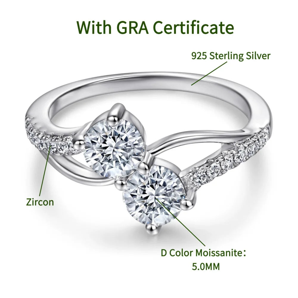 JH Moissanite 925 Silver Ring for Women D Color Shining Moissanite Gemstone Engagement Ring Fine Jewelry Lab Diamond - Madeinsea©