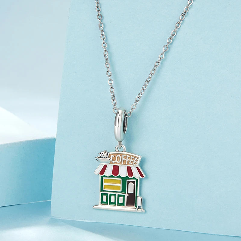 WOSTU 925 Sterling Silver lovely cat charms Horseshoe Celtic Knot Pendant Rose Heart Beads Fit DIY Bracelet Neck Valentine Gift