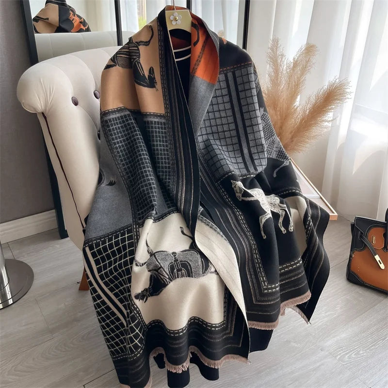 Cashmere Scarf for Women Thick Warm Winter Blanket Brand Female Luxury Quality Shawl Wrap Bufanda 2024 Poncho Echarpe Pashmina - Madeinsea©