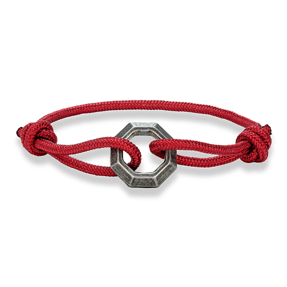 MKENDN New Mens Bracelet with Stainless Steel Rings Adjustable Rope Bracelet Men Women Waterproof Bracelet Gift For Himself