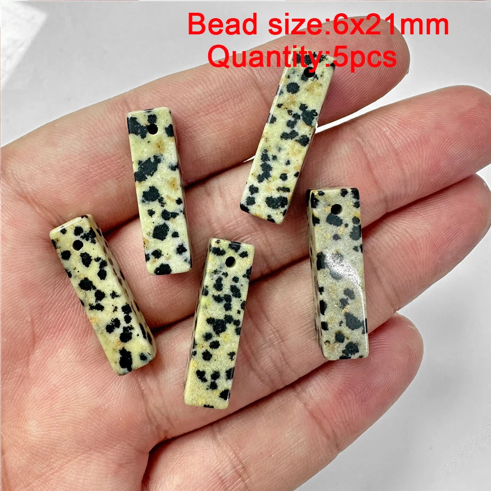 Natural Dalmation Jaspers Stone Bead Round Tube Square Shape Loose Beaded Fit Jewelry Making Accessories Diy Bracelets Necklace
