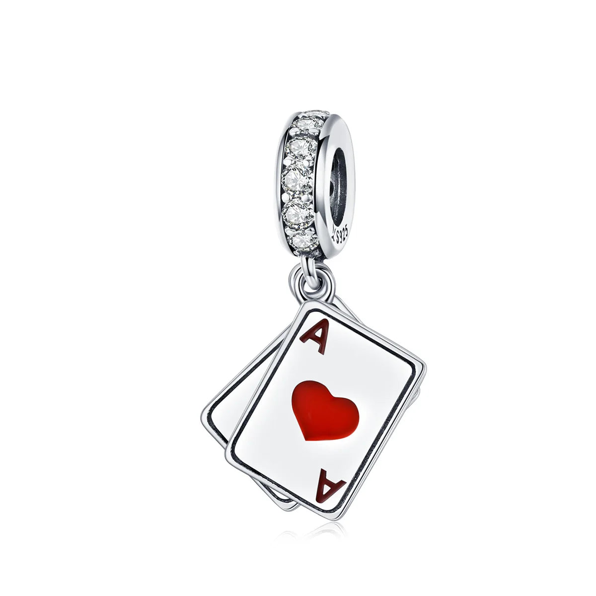 BISAER 925 Sterling Silver Love Letter-Silver Pendant Chocolate Red Heart- A Charm Women DIY Bracelet Fine Jewelry Accessories