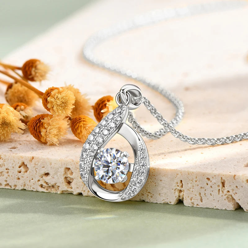 OXTAO D VVS1 Moissanite Pandent Necklace GRA Certified 6.5ct Lab Diamond S925 Sterling Silver Water Drop Pendant Dainty Jewelry