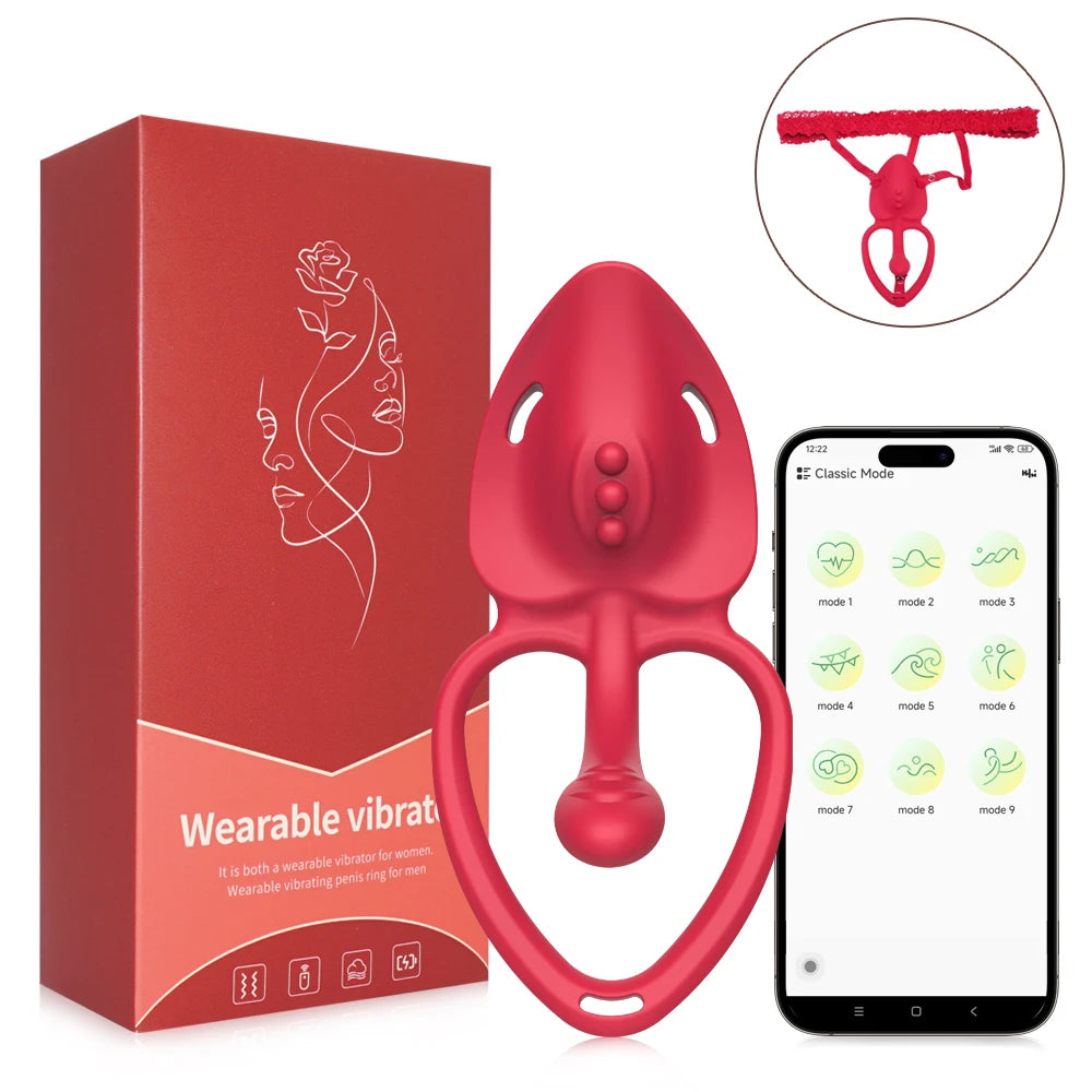 App Control Wearable Panty Vibrator Female 9 Vibration with Wireless Control Penis Ring Clitoral Stimulator Adult Sexy Toys 18+