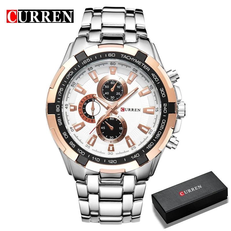 CURREN 2018 New Luxury Fashion Analog Military Sports Men Watches Full Steel Band Black Quartz Male Clock Relogio Masculino
