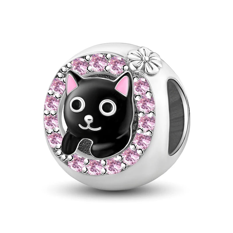 925 Sterling Silver Pink Chameleon  Luminous Firefly Dog Charms Bead Fit Diy Bracelet Bangle Making Gift of High Quality Jewelry