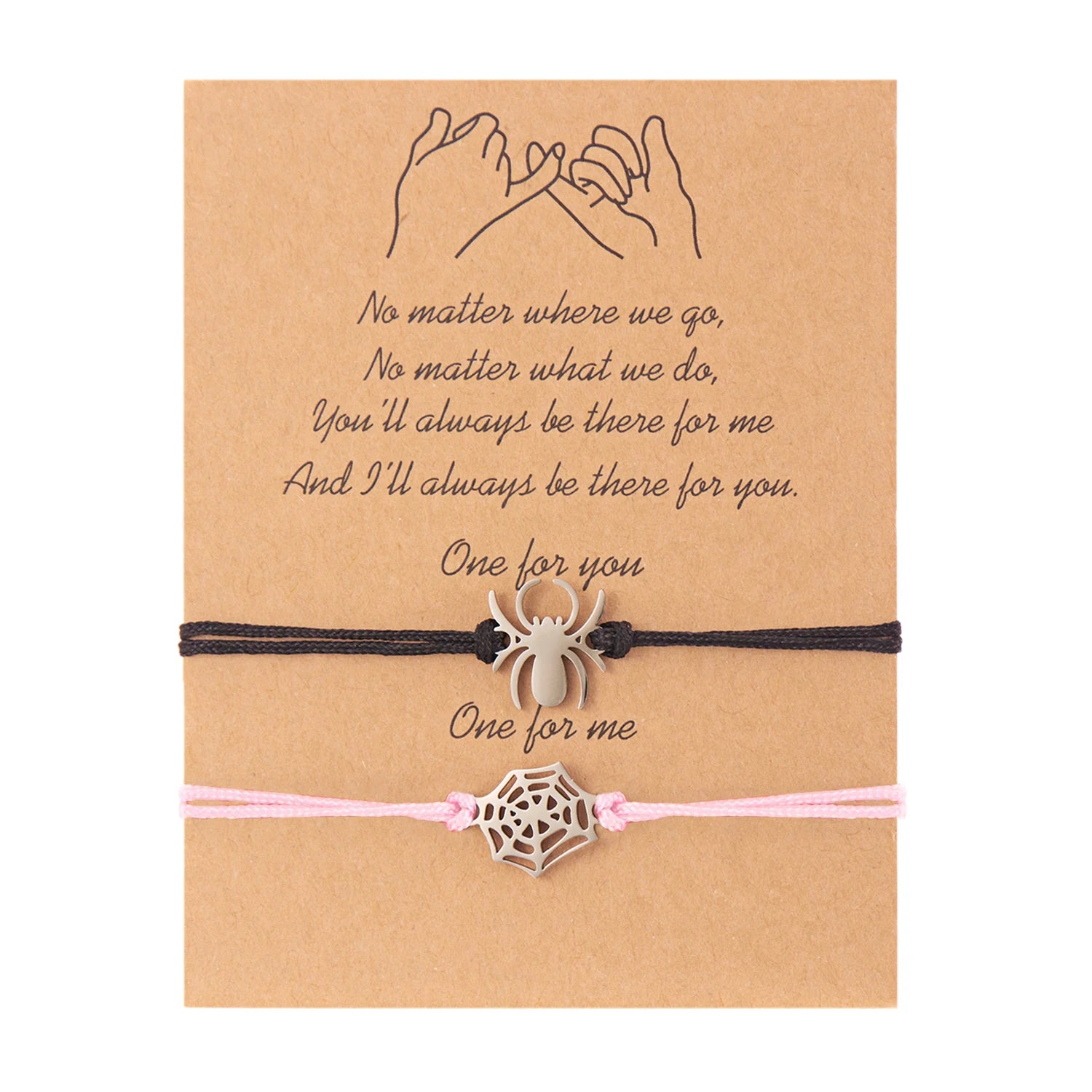 2pcs/Set Romantic Spider Web Couple Bracelet For Women Men Handmade Braided Rope Wish Card Halloween Friendship Jewelry Gifts