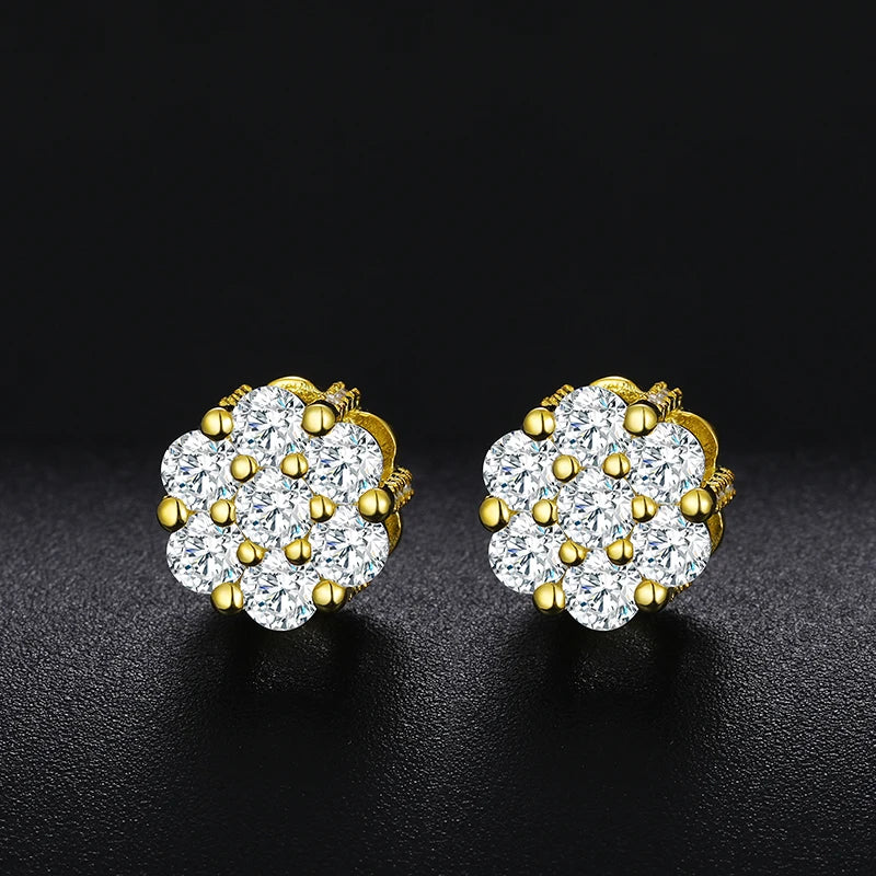 Unisex Fine Hip Hop Jewelry Moissanite Earrings For Women 925  Stud Earrings