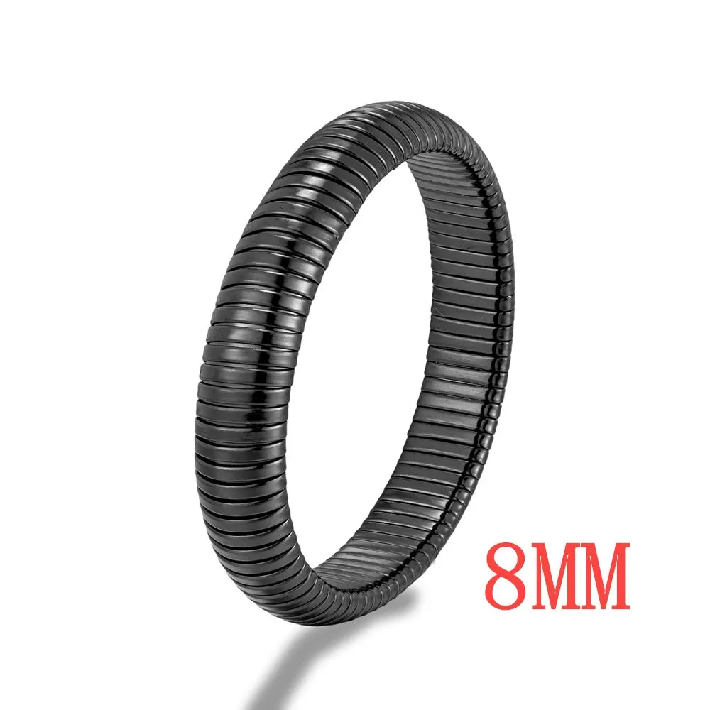 MKENDN Fashion Women Antique Original Design Bracelet Wide And Narrow Elastic Bracelet Ladies Stainless Steel Trendy Bracelet