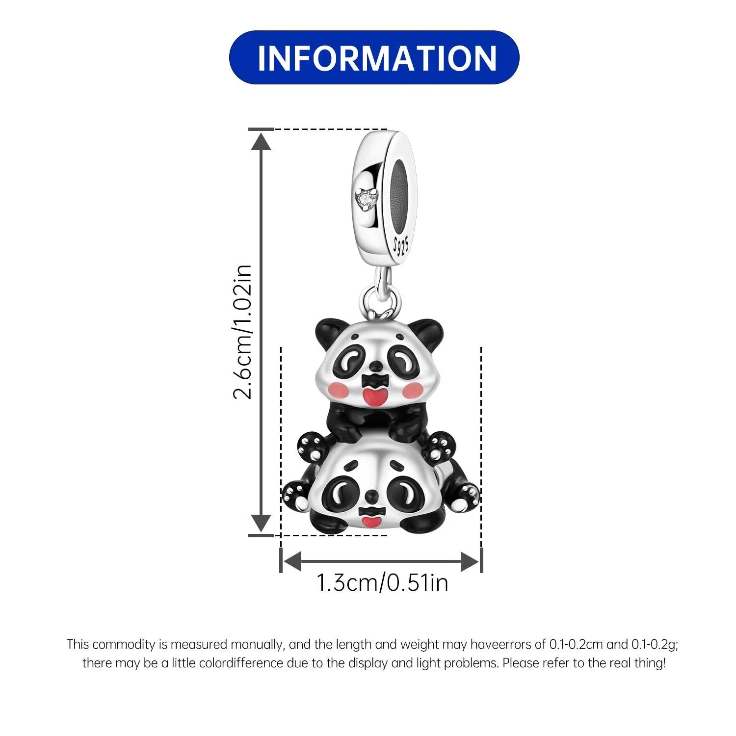 PANPOKI 925 Sterling Silver Cute Panda Animals Beads Original Pendants Bracelet Charm Jewelry Party DIY Trendy Gifts