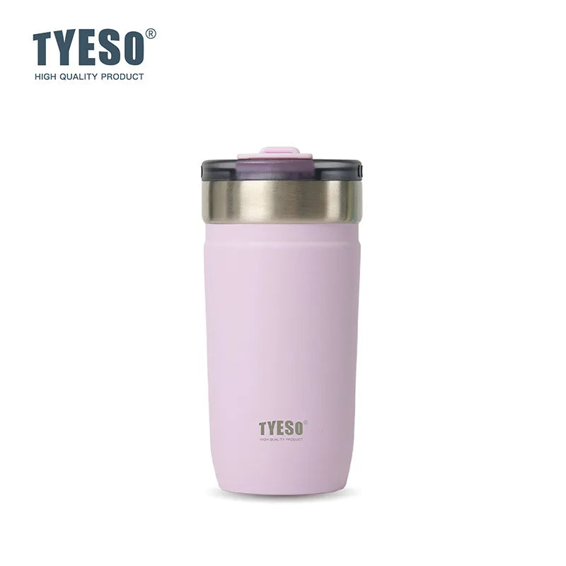 Tyeso Stainless Steel Tumbler with Straw Insulated Coffee Cup Leak-Proof Travel Mug Hot &Cold Thermos Bottle for Car Office Gym