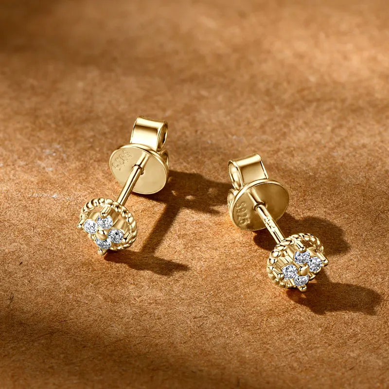 OXTAO Twist Earrings D Color Moissanite Round Earrings for Women S925 Silver Ear Studs Passed Diamond Test Party Fine Jewelry