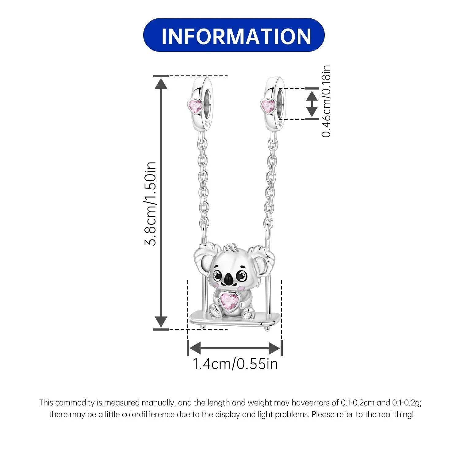 PANPOKI 925 Sterling Silver Swing Koala Animal Beads Original Pendant Bracelet Charm Jewelry Party DIY Trendy Gifts
