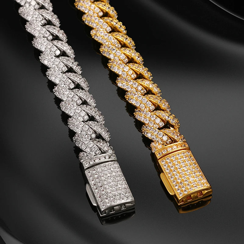 High Quality Iced Out 10mm Cuban Link Necklace Men Silver 925 With Moissanite Cuban Chain Necklace For Men Hip Hop Jewelry