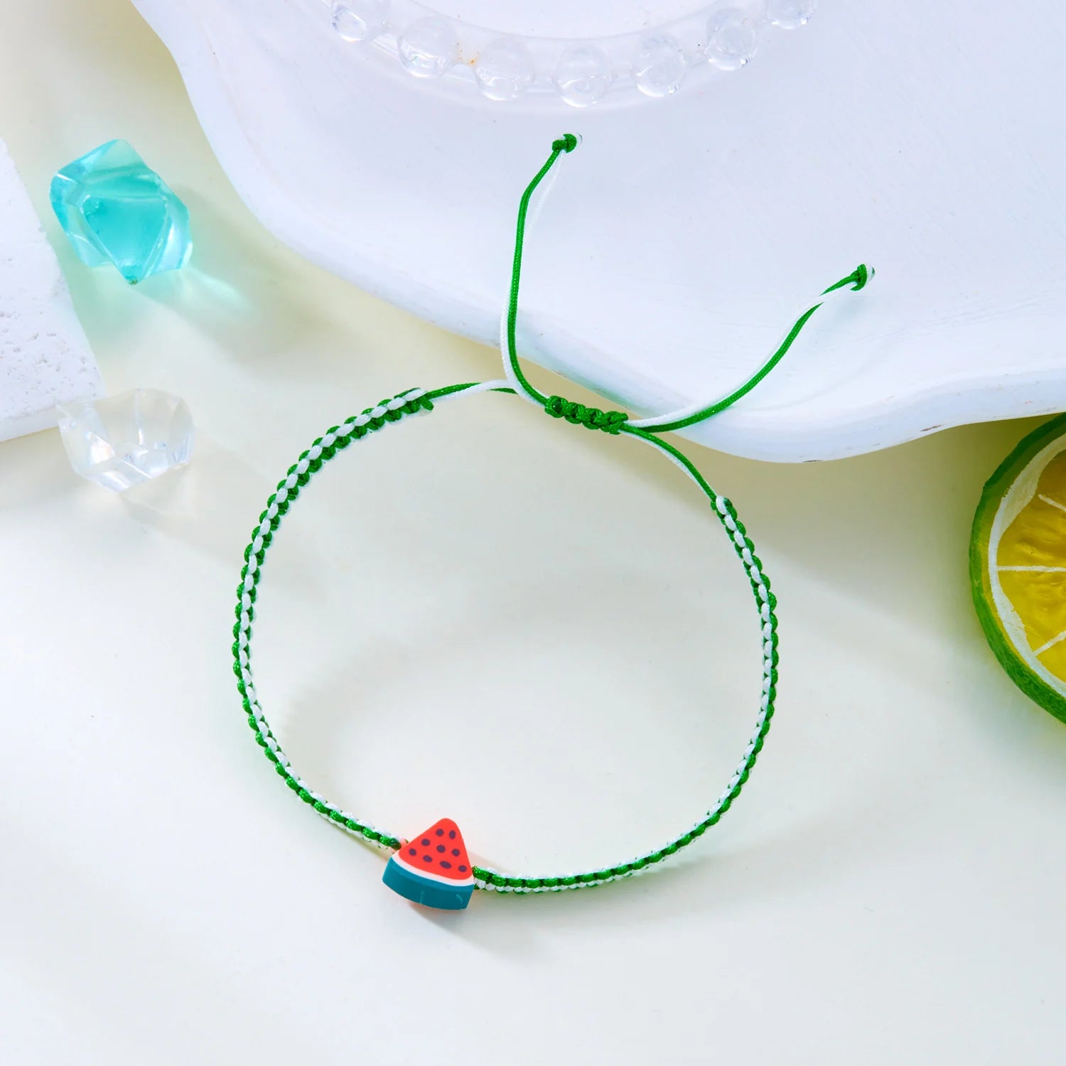 Bohemian Summer Fruit Bracelet For Women Girls Watermelon Lemon Strawberry Handwoven Adjustable Bangles Friendship Jewelry Gifts