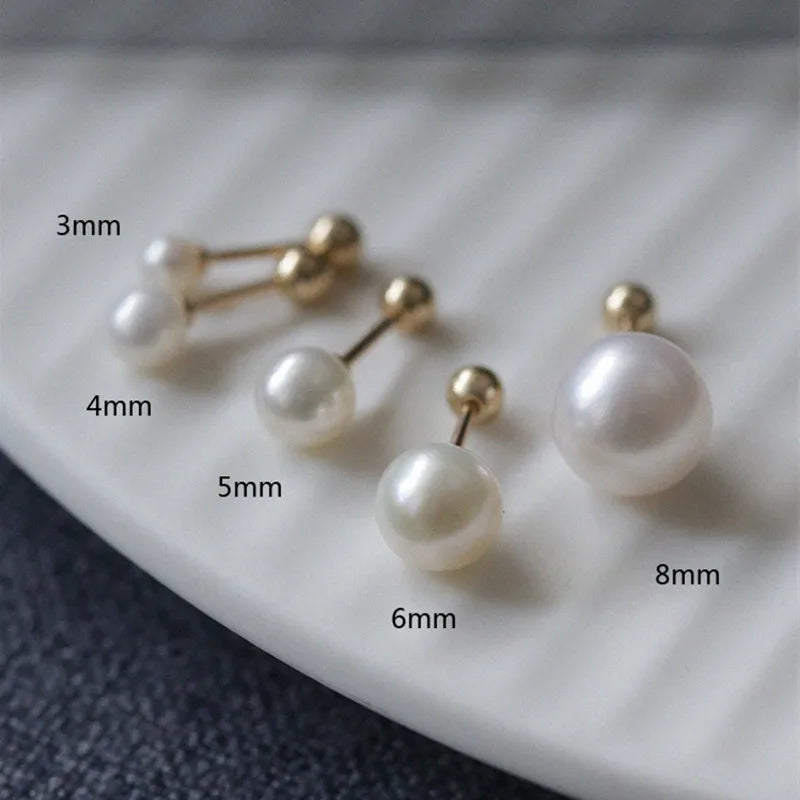 925 Sterling Silver Delicate Shell Pearls Mini Stud Earrings for Women Korean Sweet Temperament Jewelry Accessories