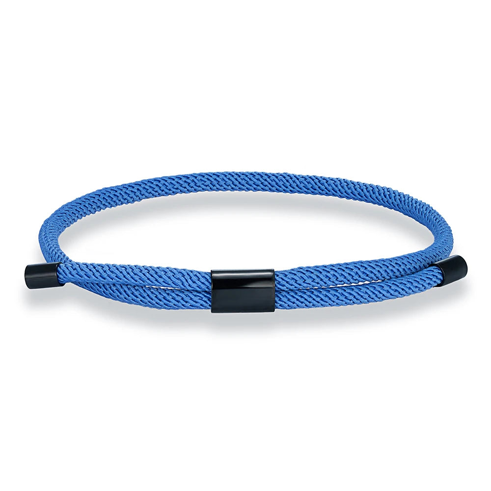 MKENDN Modisches schwarzes Nylonarmband für Damen und Herren aus strapazierfähigem Marine-Nylon mit poliertem schwarzem Edelstahlverschluss – schlichtes Schmuckstück