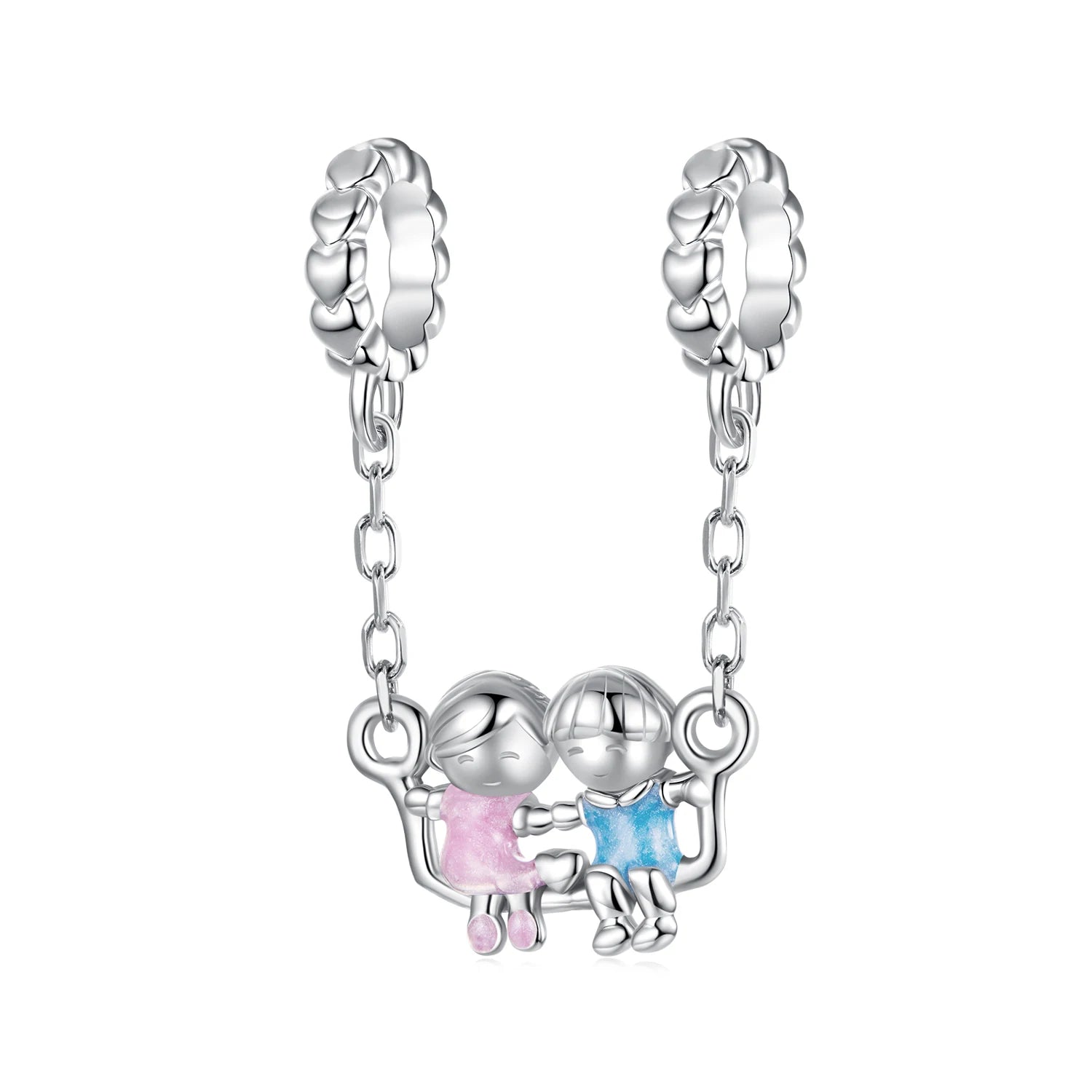 BISAER 925 Sterling Silver Pink FireworkAs Castle Pendant Game Consoles Suitable Charm Bead Fit Women DIY Bracelet Fine Jewelry