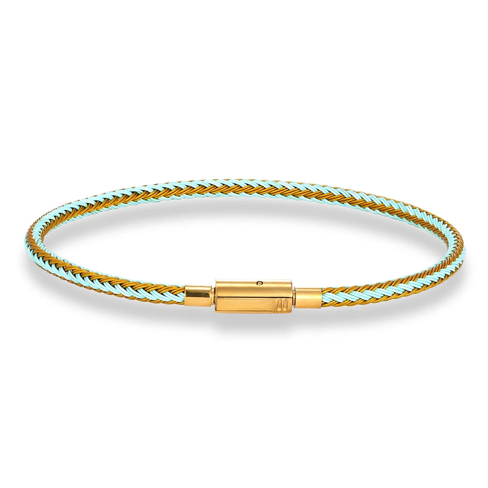 MKENDN Classic Men Women Jewelry 2-3mm Non-fading Steel Wire Thin Rope Bracelet Button Clasp Classic Cuff DIY Charm Bracelet