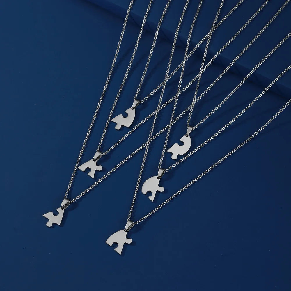 Stainless Steel Heart Pendant Necklace for Best Friend Multiple Heart Puzzle Necklaces Jewelry Gift for Family 2022 New