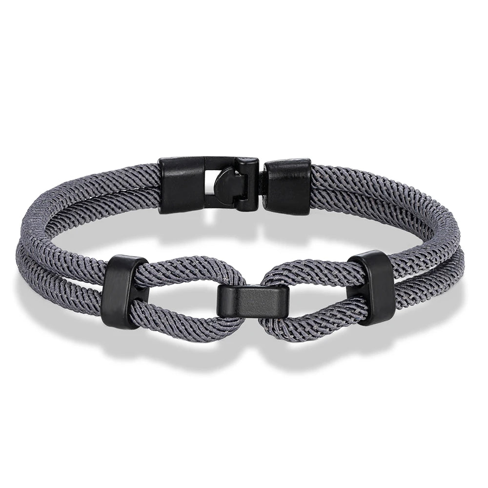 MKENDN Unique Sailing-Inspired Knot Bracelet For Men Black Easy Buckle Rope Bracelet Gifts For Him Nautical Wrap Jewelry Gifts - Madeinsea©