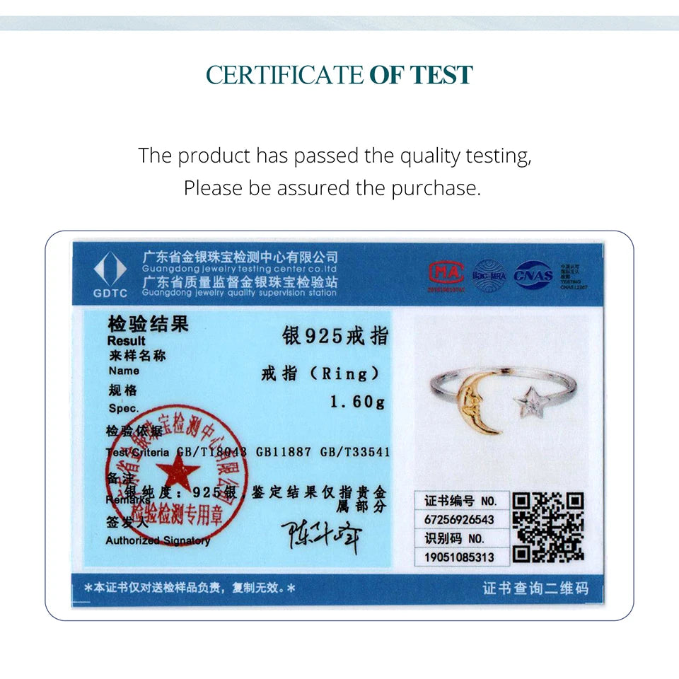 BAMOER Two-tones Moon&Star Open Ring 925 Sterling Silver Rings with Face Expression for Women Original Abstract Art Jewelry Gift