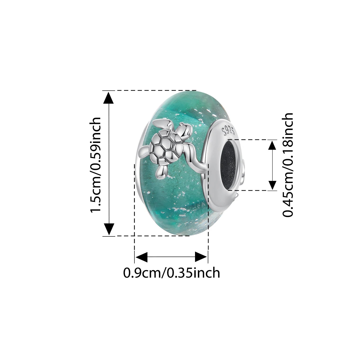 BISAER 925 Sterling Silver Fantasy Turtle Octopus Charm Bead Starfish Seahorse Fishtail Pendant for Women DIY Bracelet Jewelry