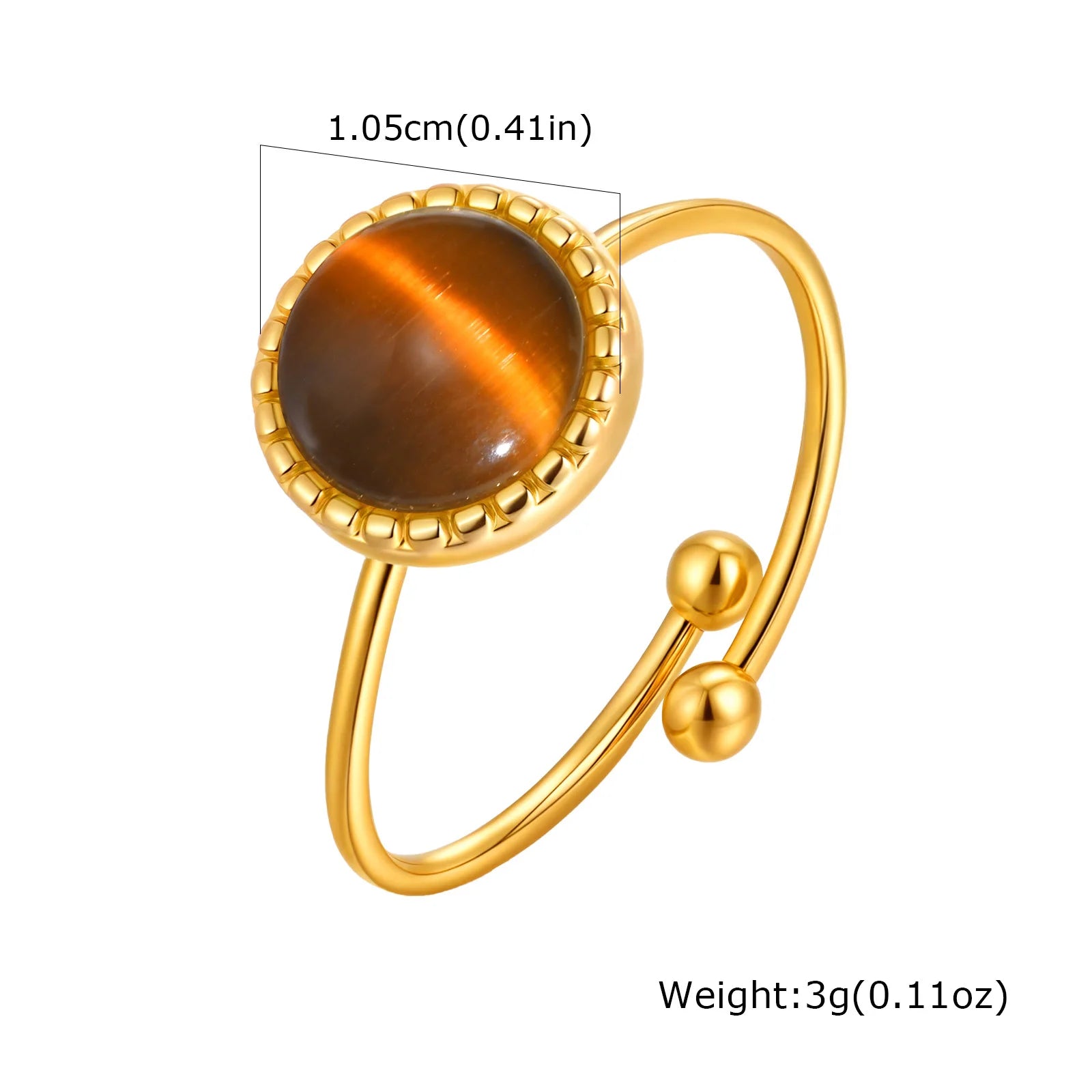 Vnox Elegant Natural Stone Stainless Steel Rings Fashion Colored Pearl Opal Turquoise Rings For Women Retro Waterproof Jewelry