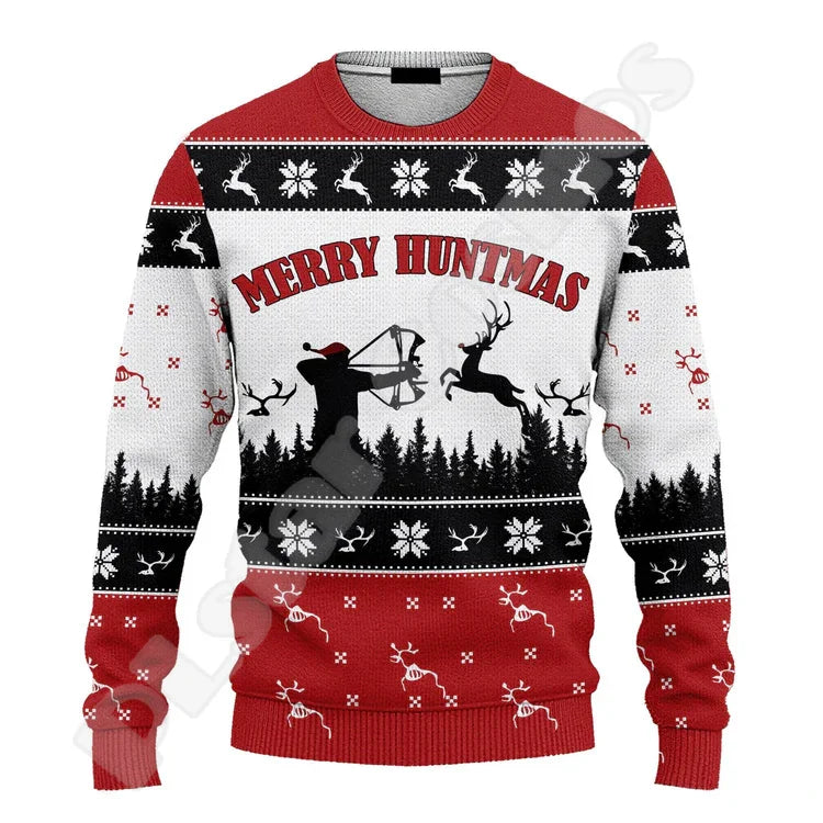 Christmas Knitted Sweater Graffiti Tattoo Retro Vintage Sweatshirts 3DPrint Unisex Pullover Harajuku Casual Funny Long Sleeve X1